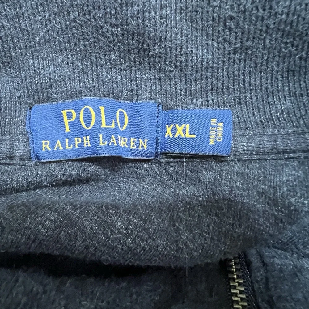 Polo Ralph Lauren Sweater Mens Sz 2XL XXL Gray 1/4 Zip Pullover Long Sleeve Pony